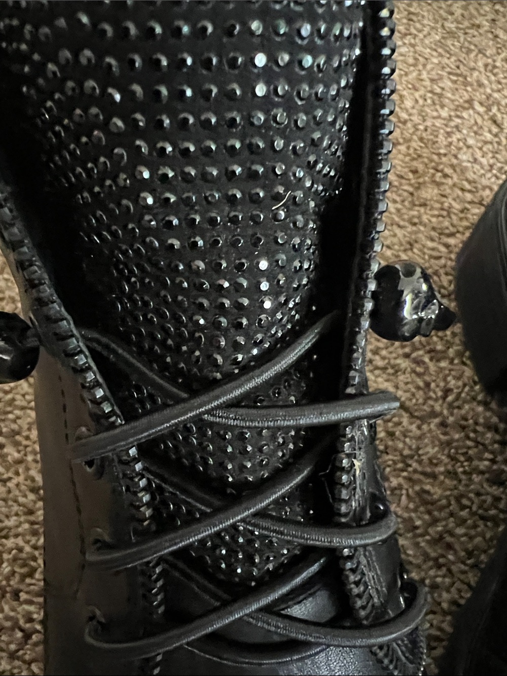 Gianni Bini Black Leather Ankle Boots with Studded Tongue - Picture 8 of 10
